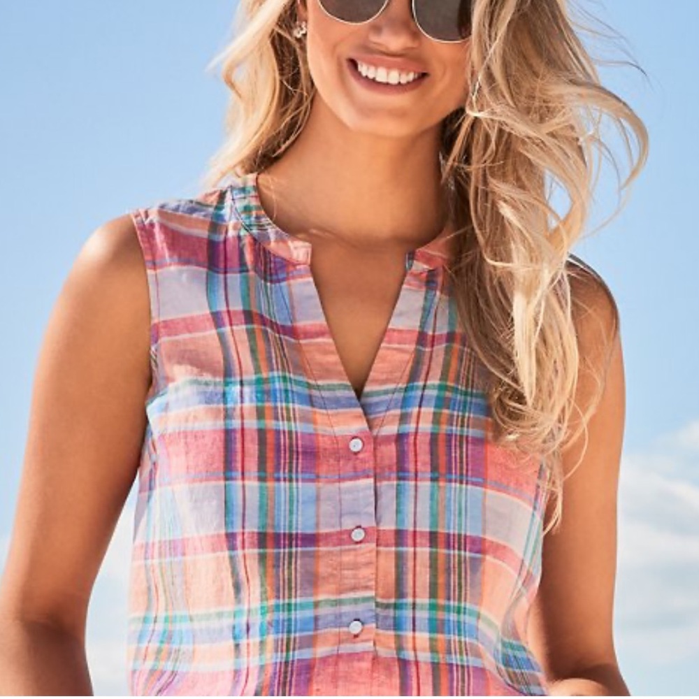 Tommy Bahama Multicolor Plaid Sleeveless Shirt